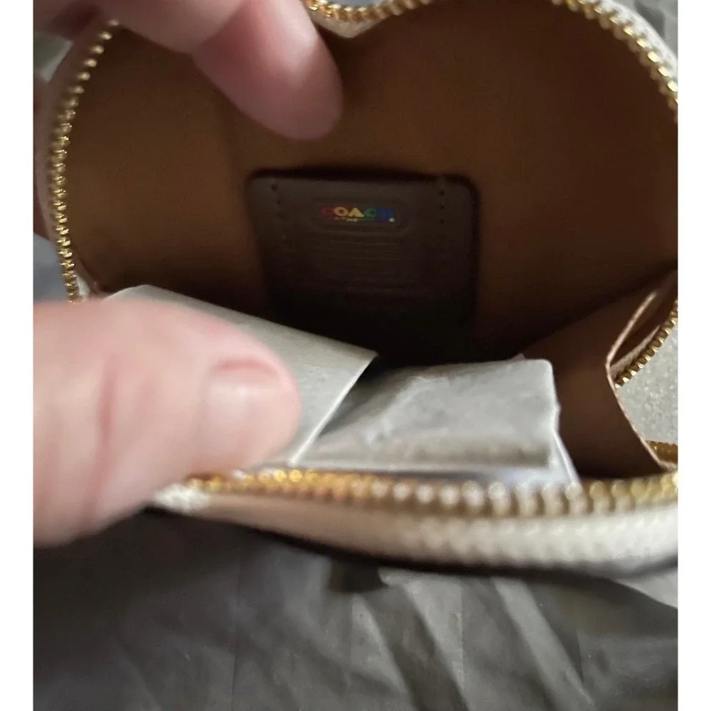 Coach Heart Rainbow Coin Purse NEW